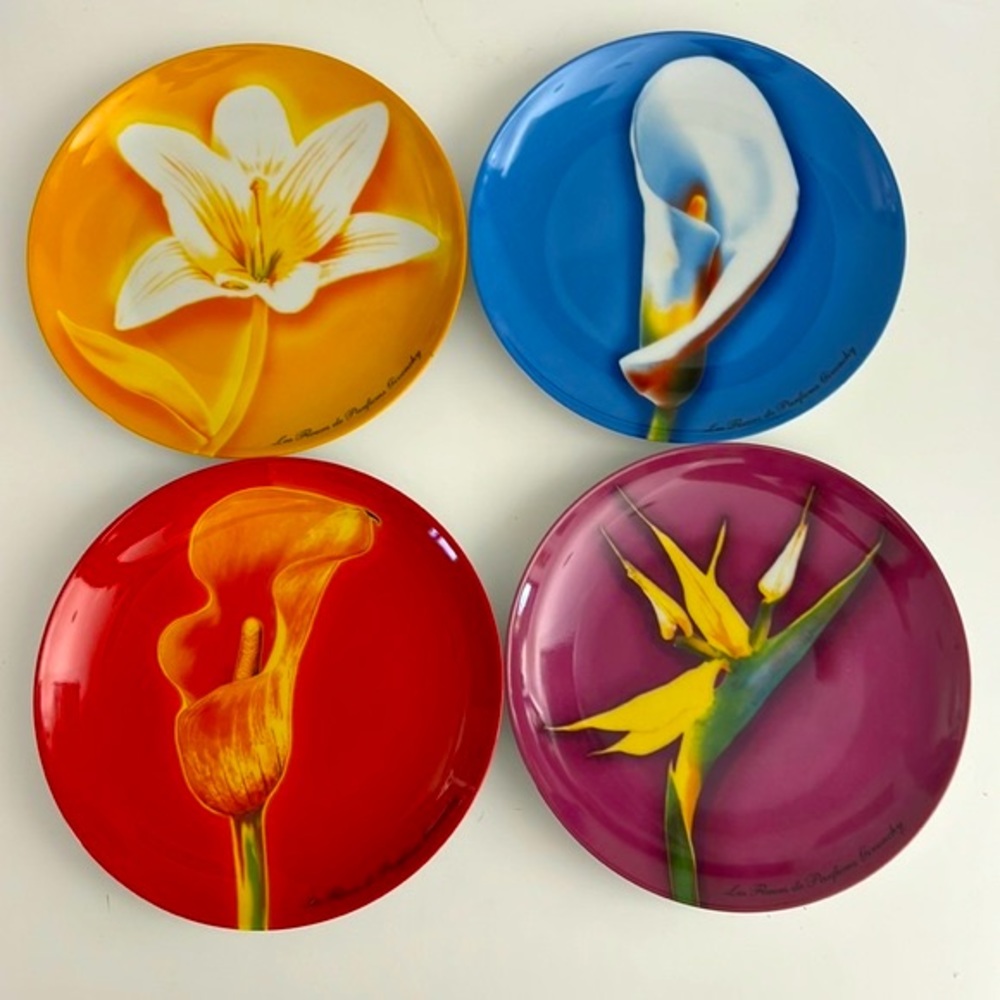 4 Givenchy Paris Flower Dinner Plates Les Fleurs De Parfums Porcelain Set
